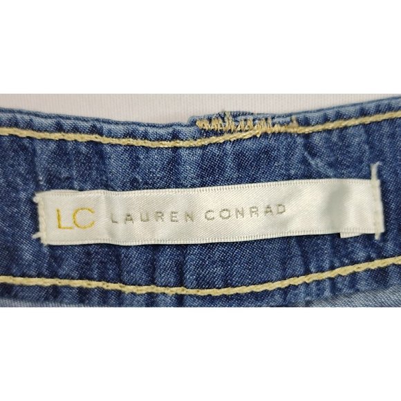 Lauren Conrad Shorts Womens 8 Blue Chambray Flip Pockets Momcore Cuffed Shorts - Picture 3 of 11